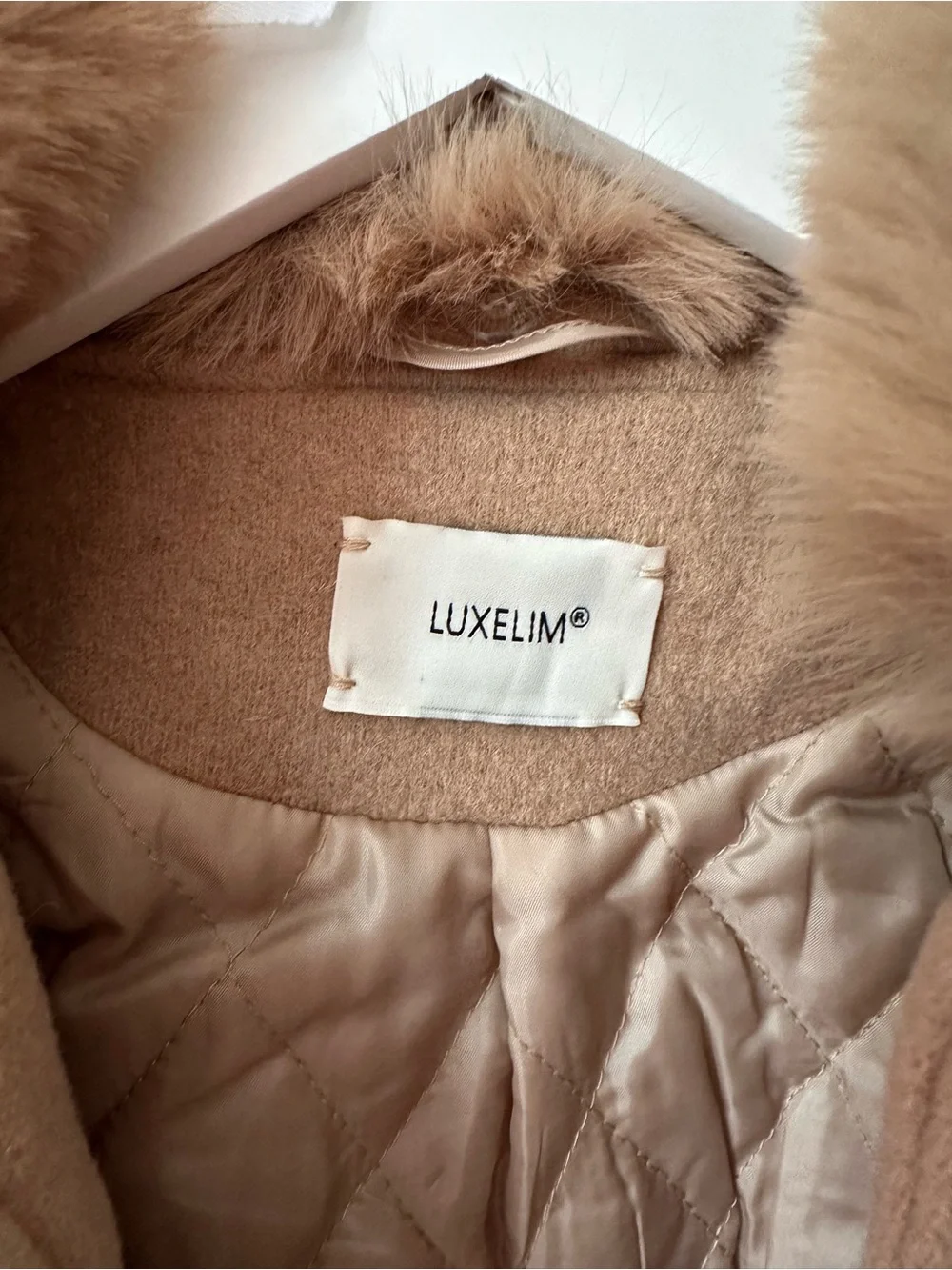 Classic Kids' Tan Wool-Blend Pea Coat with Faux Fur Collar